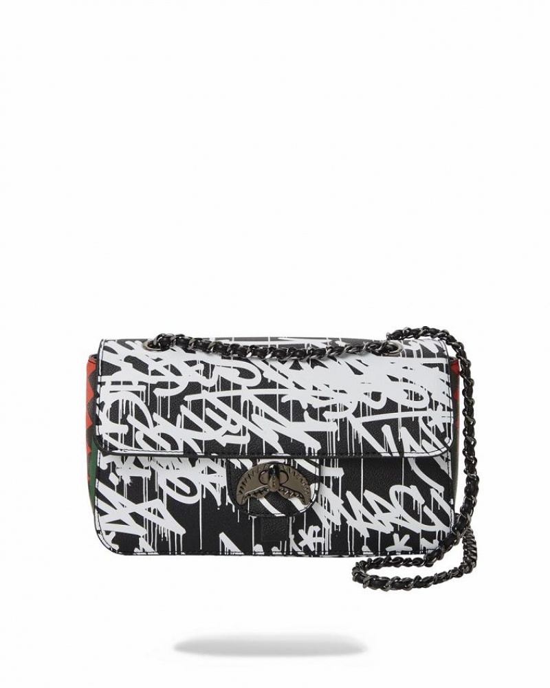 Black White Women\'s Sprayground Night Night Handbag | LRVE31058