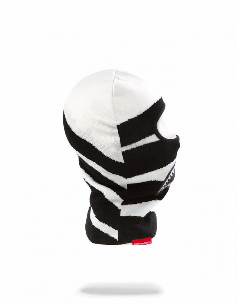 Black White Women's Sprayground Phantom Shark Slashes Ski Mask | OADN01542