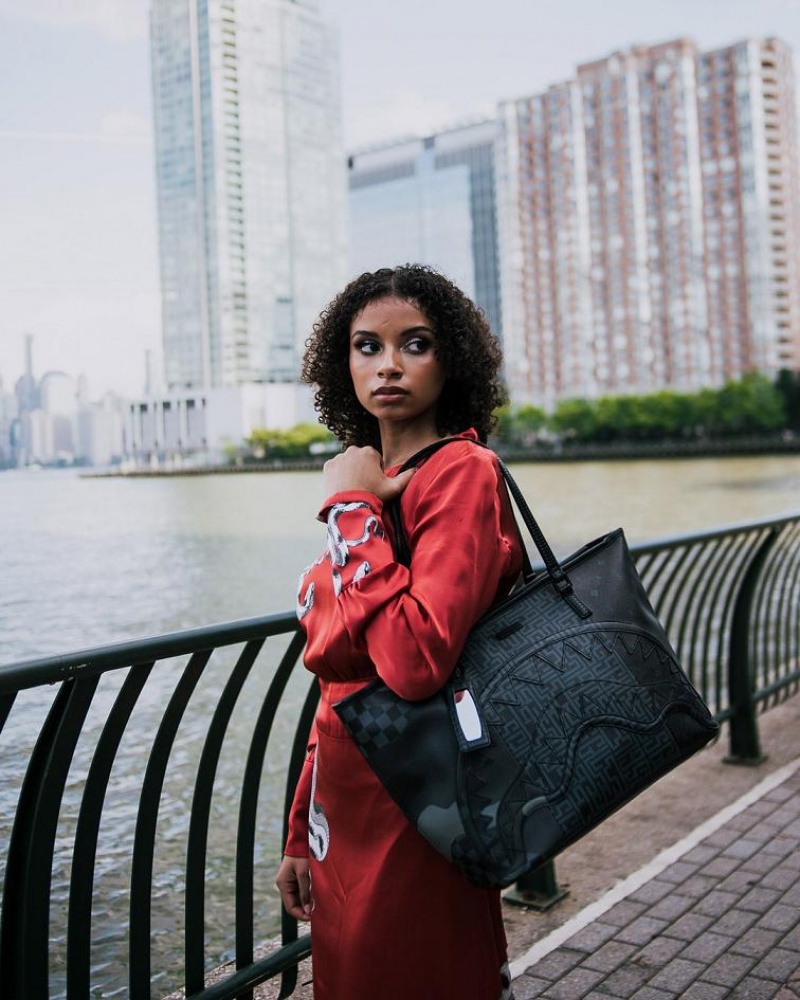 Black Women's Sprayground 3am The Trilogy Tote Bags | FTJY28761