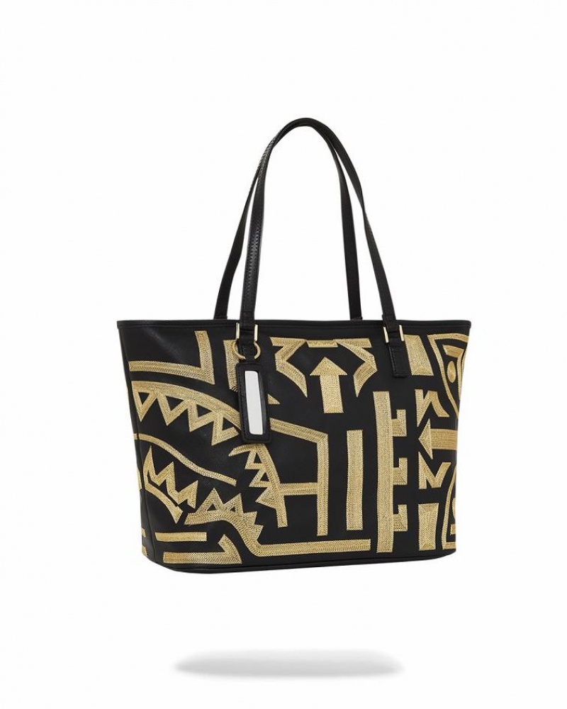 Black Women's Sprayground A.I.8 African Intelligence Tote Bags | NSJP61289