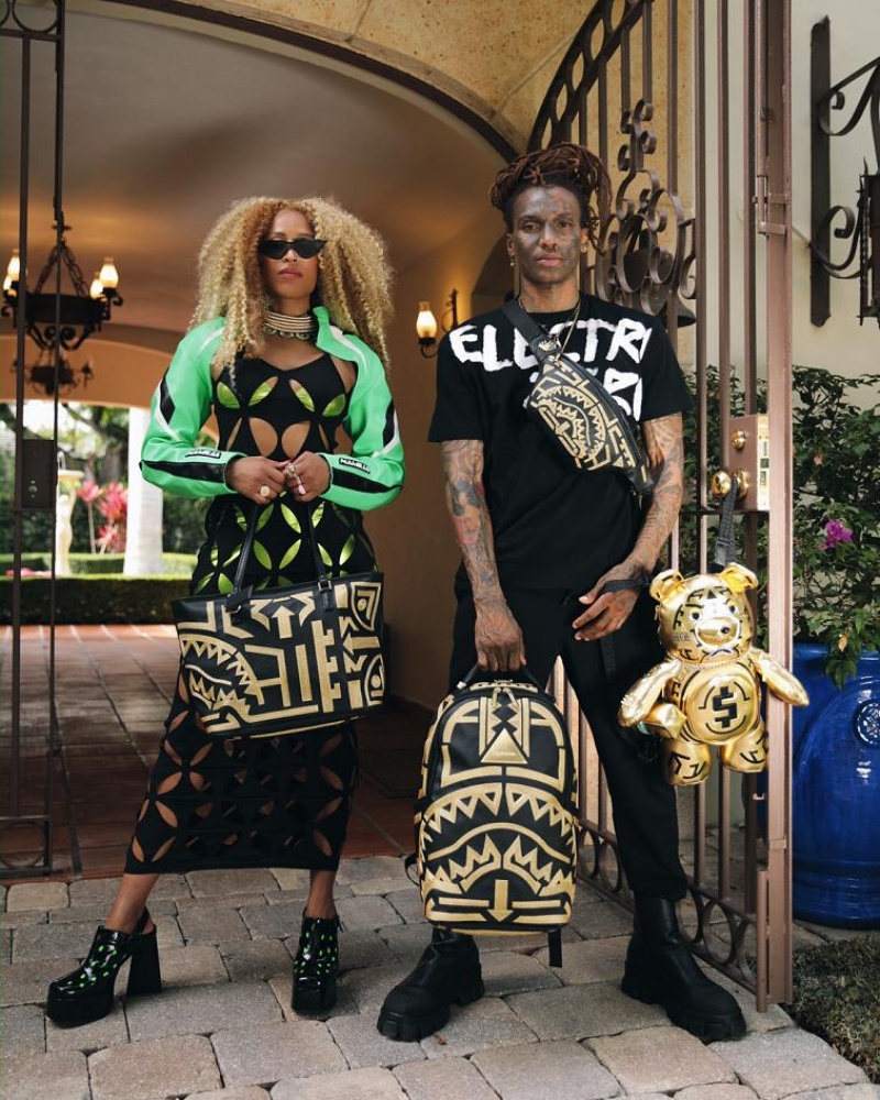 Black Women's Sprayground A.I.8 African Intelligence Tote Bags | NSJP61289