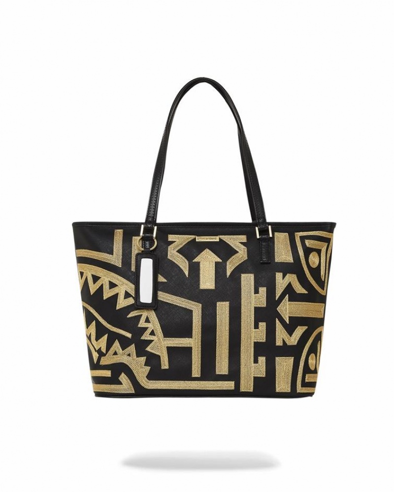 Black Women\'s Sprayground A.I.8 African Intelligence Tote Bags | NSJP61289