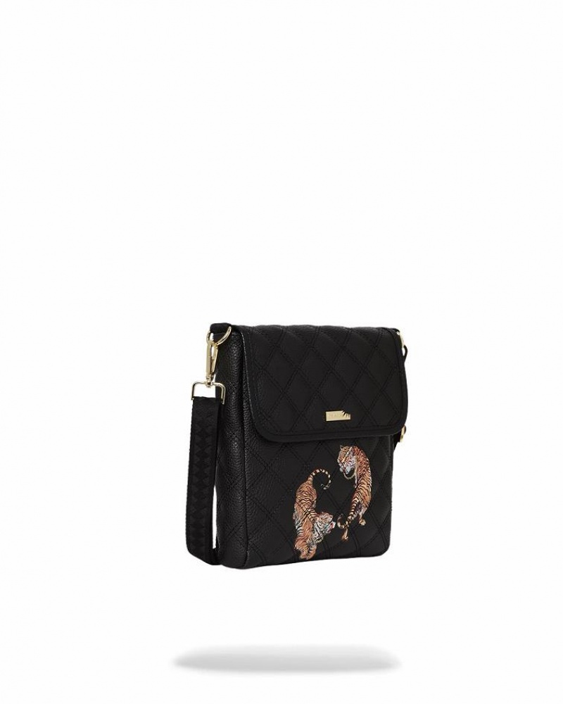 Black Women's Sprayground Catwalk Currency Slings Bag | QZPB28651