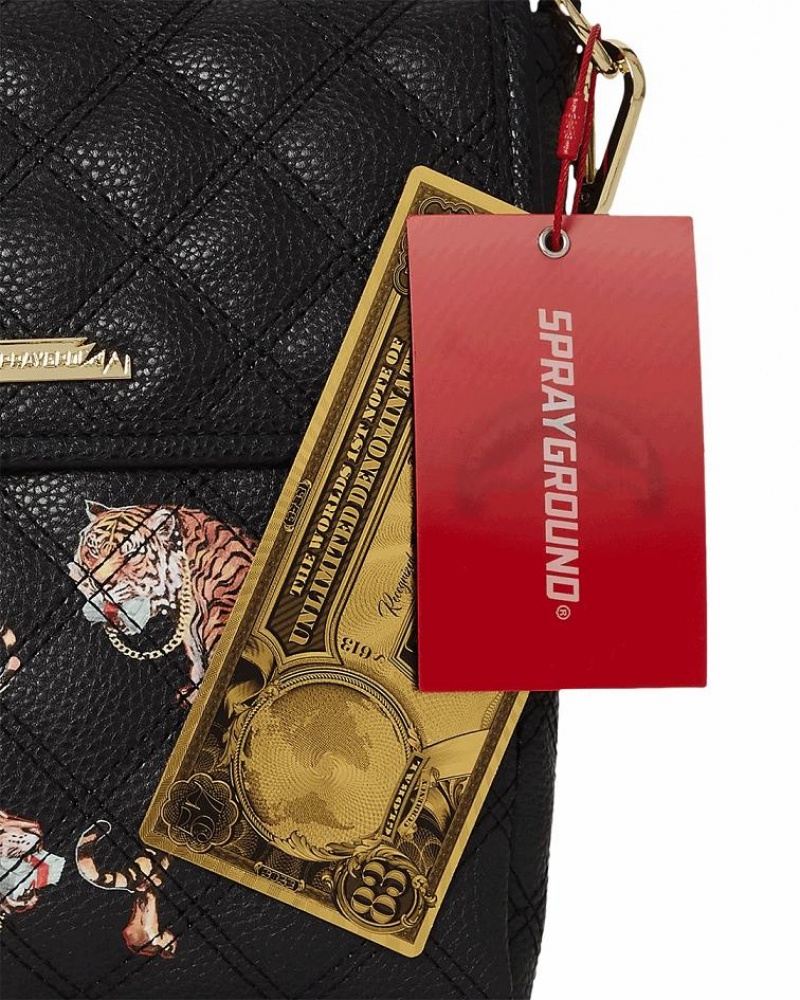 Black Women's Sprayground Catwalk Currency Slings Bag | QZPB28651