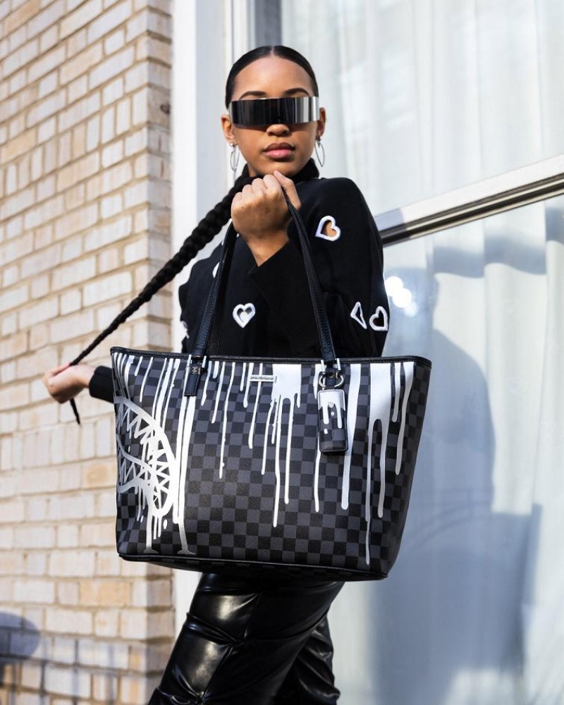 Black Women's Sprayground Chateau Ghost Tote Bags | KIYH25610