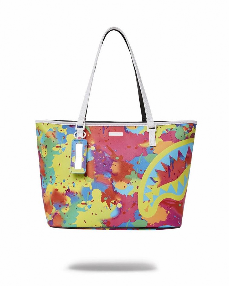 Black Women's Sprayground Euphoric Darkness Tote Bags | TOJP87205