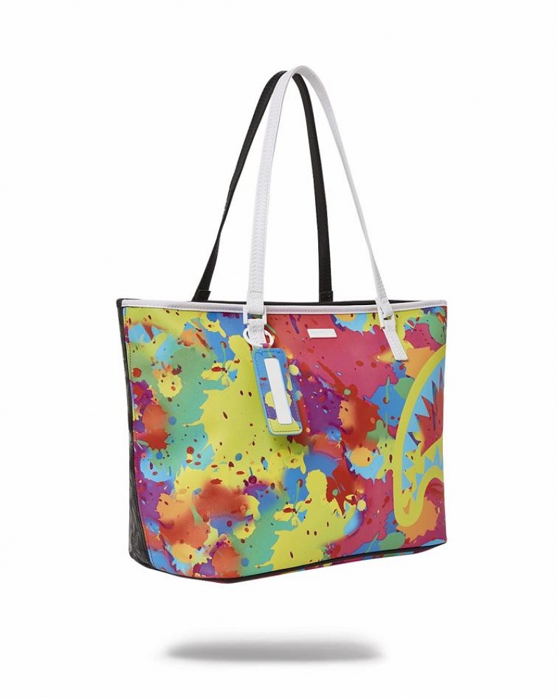 Black Women's Sprayground Euphoric Darkness Tote Bags | TOJP87205