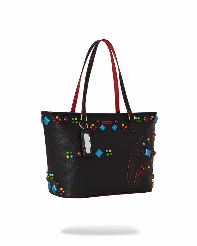 Black Women's Sprayground Gemstone Outlaw Tote Bags | EGZX74912