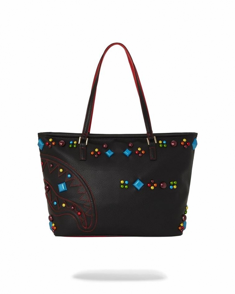 Black Women's Sprayground Gemstone Outlaw Tote Bags | EGZX74912