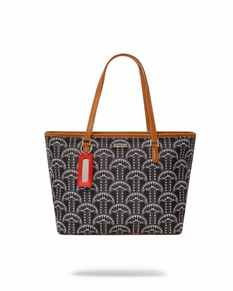 Black Women\'s Sprayground Illuchains Tote Bags | SXIQ32857