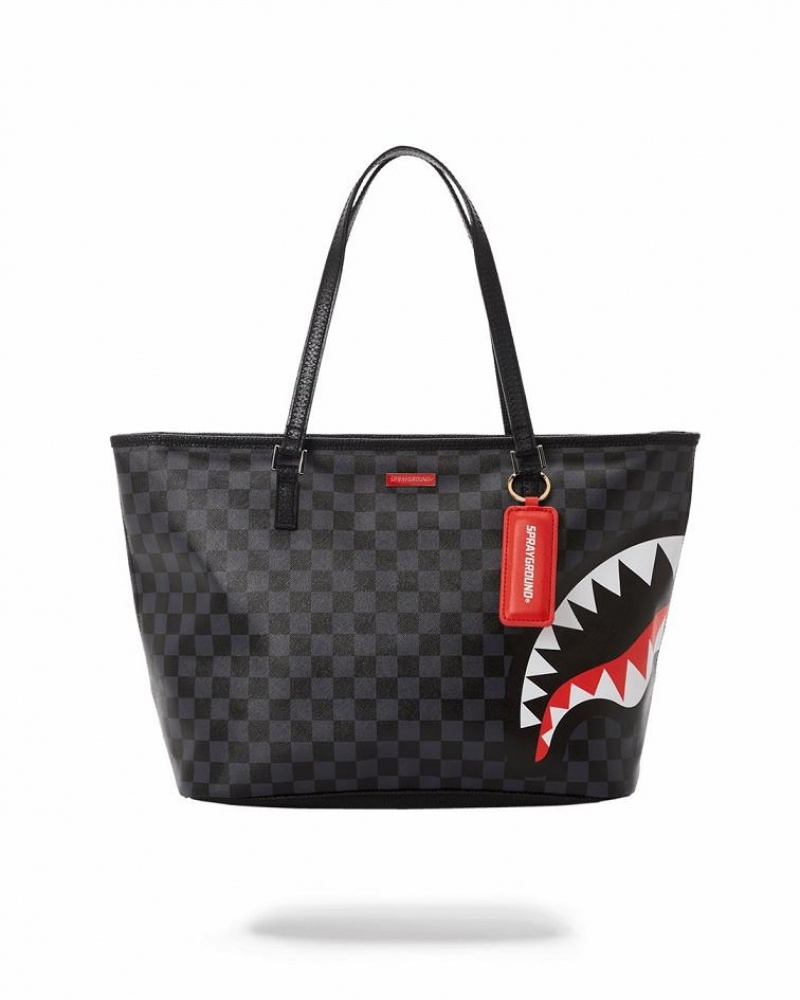 Black Women's Sprayground Italia Diviso Tote Bags | EJBX69532