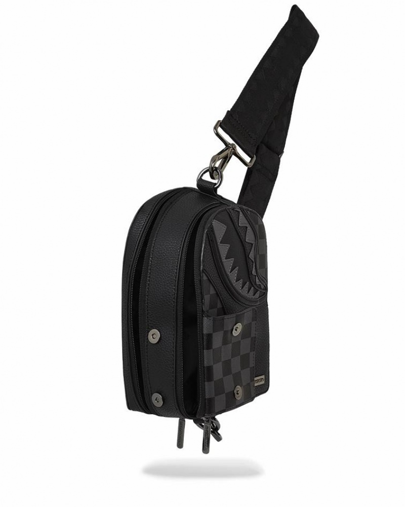 Black Women's Sprayground Raceway Shadow Phantom Slings Bag | AXJH36742