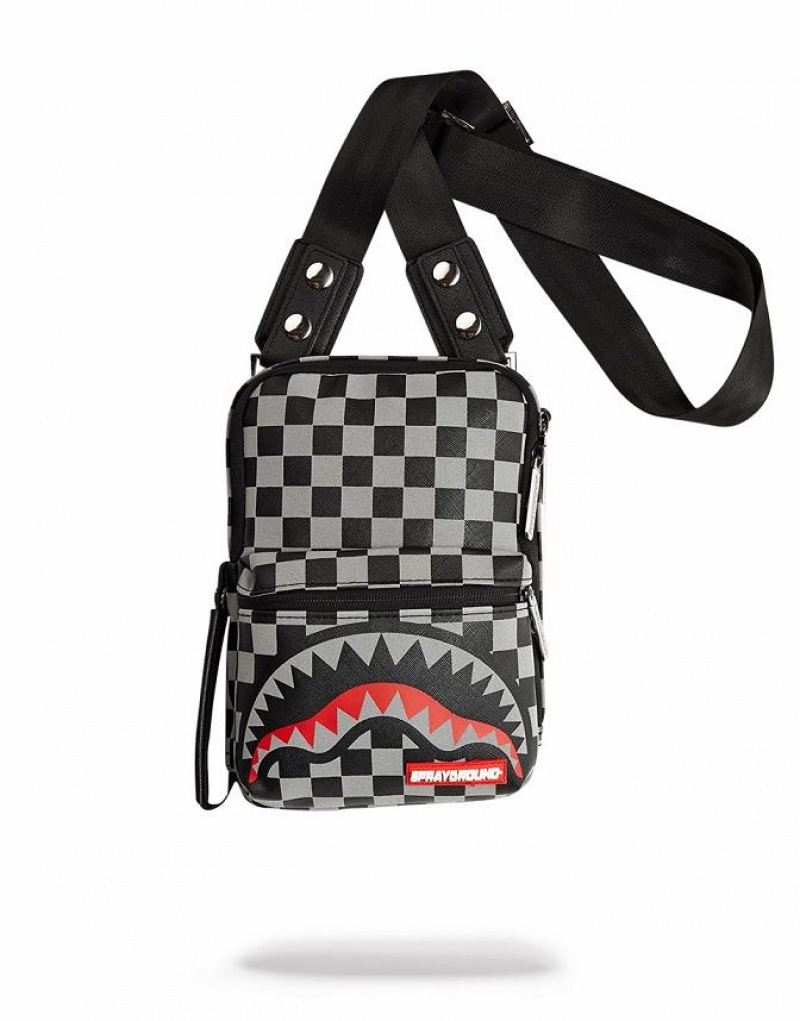 Black Women\'s Sprayground Reflective Sharks In Paris Slings Bag | YLVQ39567