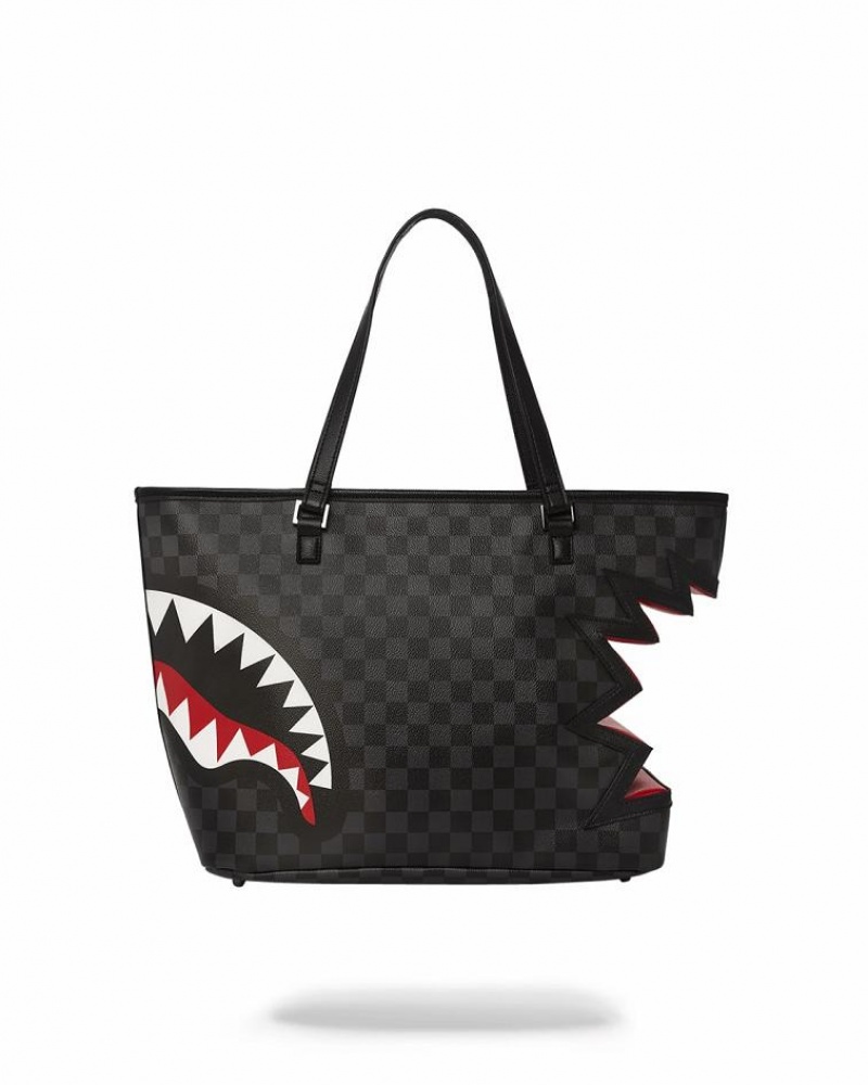 Black Women's Sprayground Shark Bite Sharks In Paris Tote Bags | DWZI38642