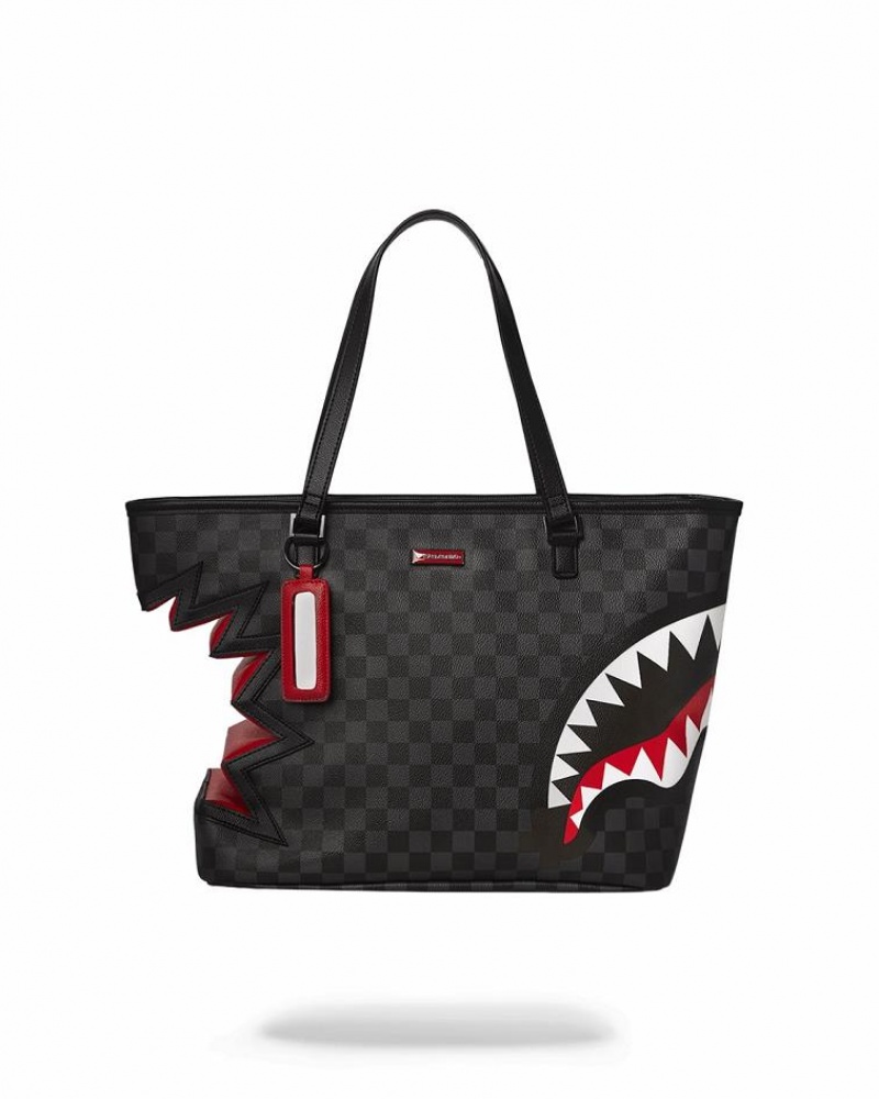 Black Women\'s Sprayground Shark Bite Sharks In Paris Tote Bags | DWZI38642