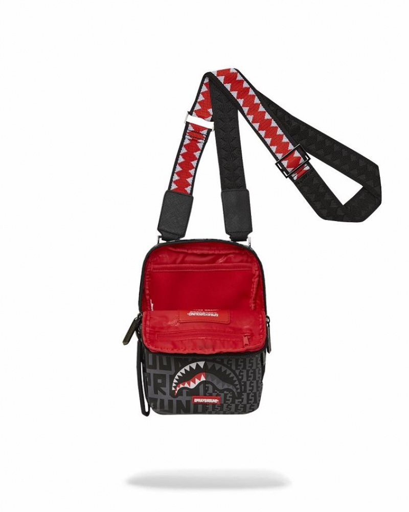 Black Women's Sprayground Sharkfinity Stealth Pilot Slings Bag | VSQR83571