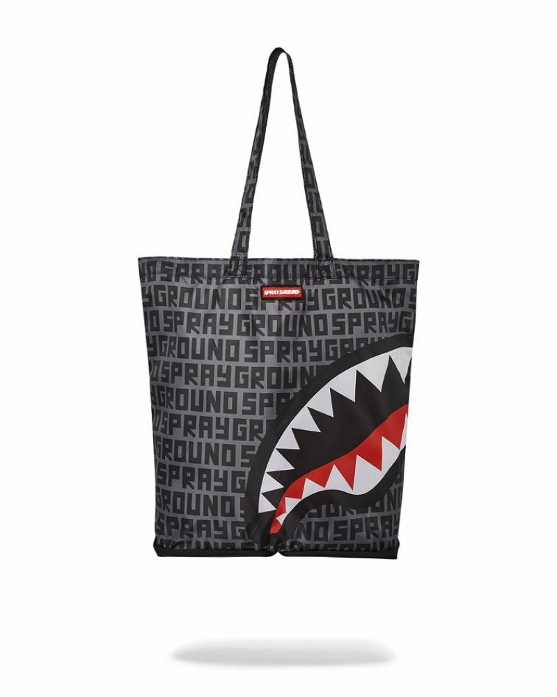 Black Women's Sprayground Sharkfinity Stealth Pilot Tote Bags | QFSC65179