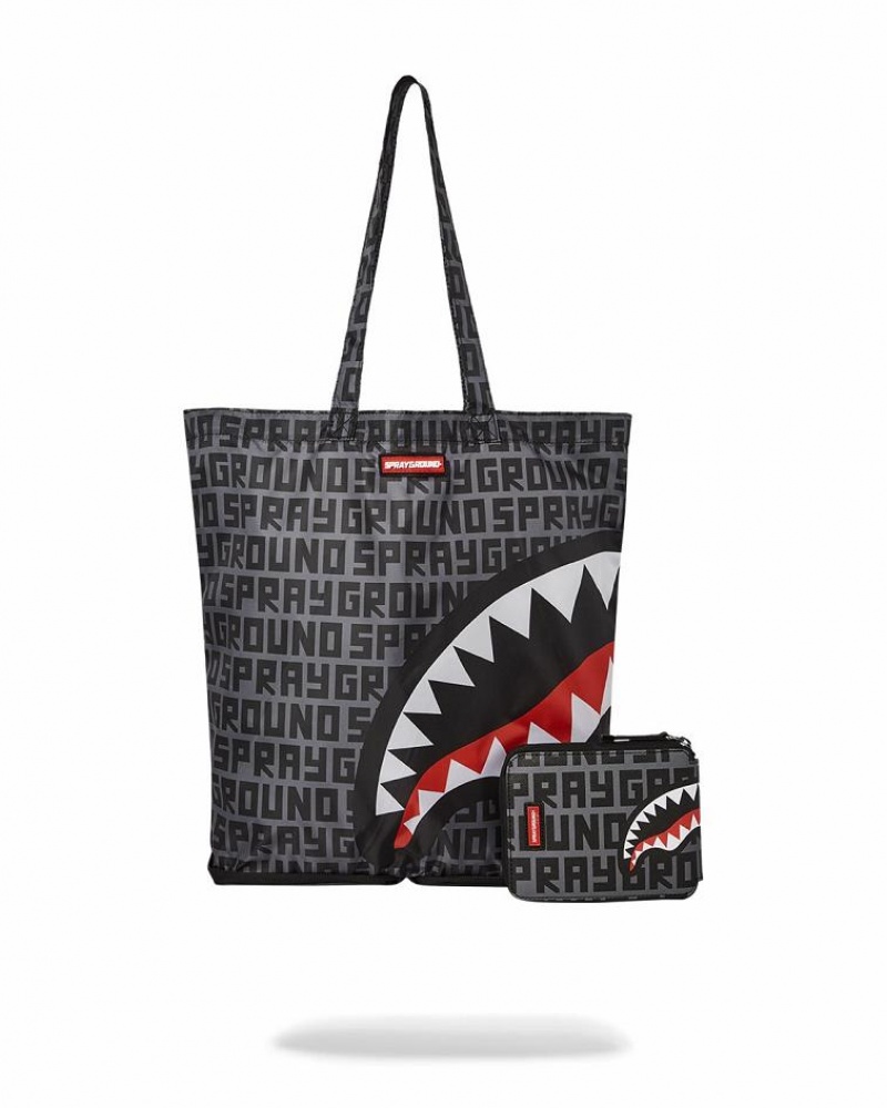 Black Women's Sprayground Sharkfinity Stealth Pilot Tote Bags | QFSC65179