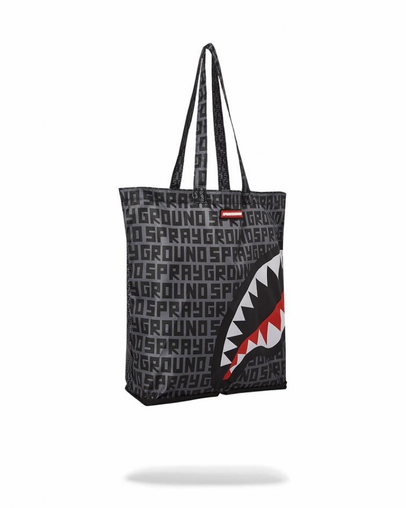 Black Women's Sprayground Sharkfinity Stealth Pilot Tote Bags | QFSC65179