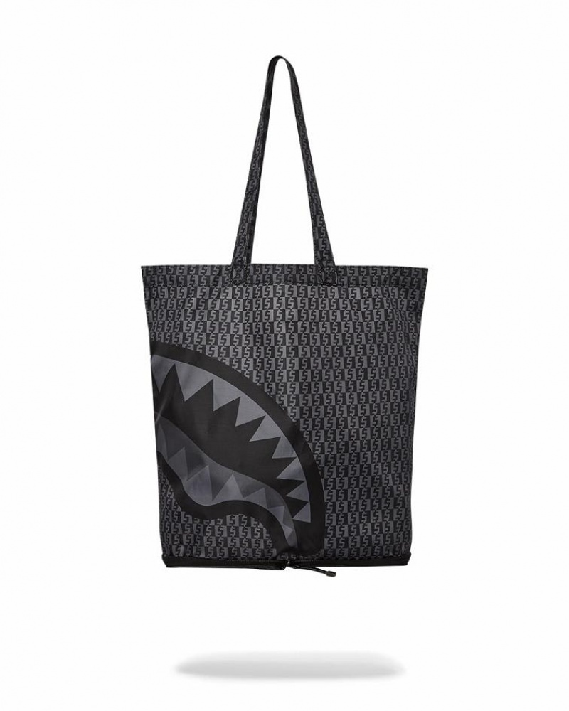 Black Women's Sprayground Sharkfinity Stealth Pilot Tote Bags | QFSC65179