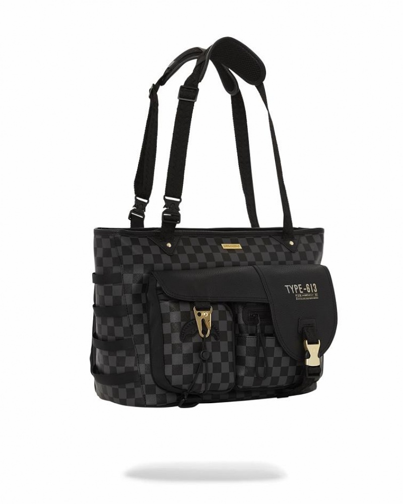 Black Women's Sprayground Special Ops Night Watch Tote Bags | SUJB42019