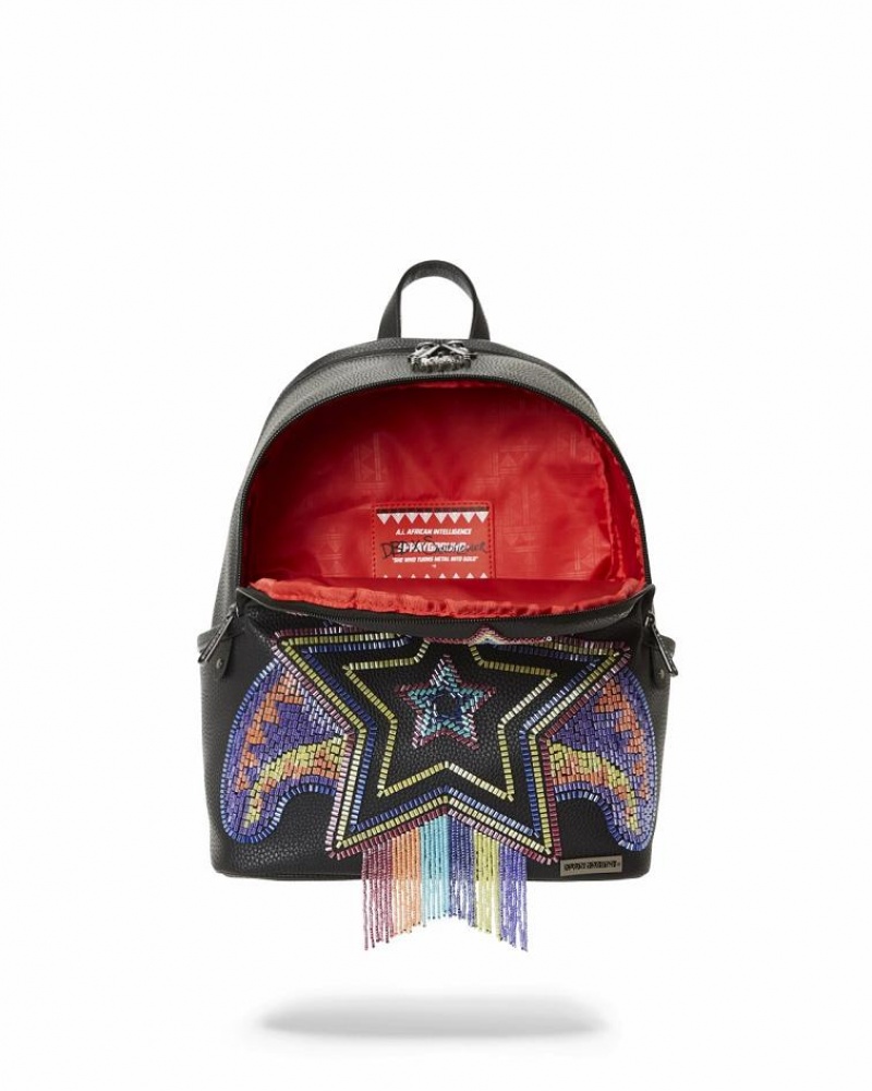 Black Women's Sprayground Star Racer A.I.7 Sandflower Collab Savage | QSIB41937