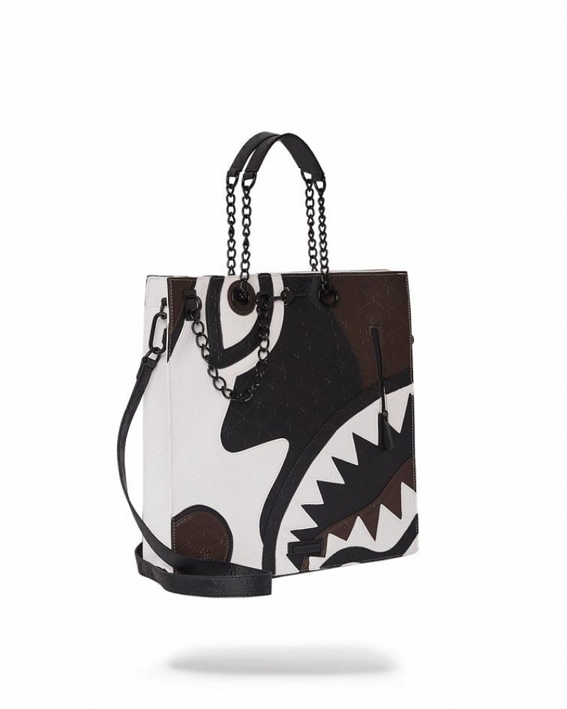 Black Women's Sprayground V.V.I.P Tote Bags | TXIU68725