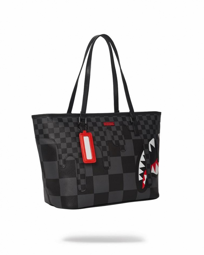 Black Women's Sprayground Xtc Grey Sharks In Paris Tote Bags | QOEJ75839