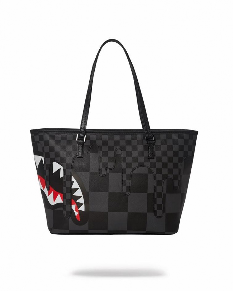 Black Women's Sprayground Xtc Grey Sharks In Paris Tote Bags | QOEJ75839