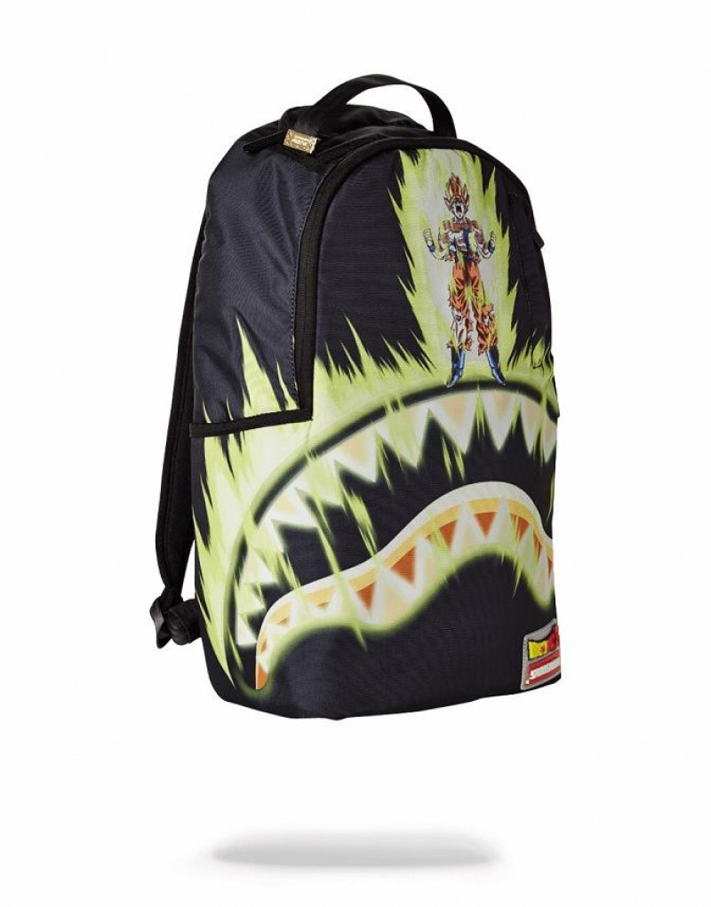 Black Yellow Men's Sprayground Dragon Ball Z Backpacks | ERLD24857