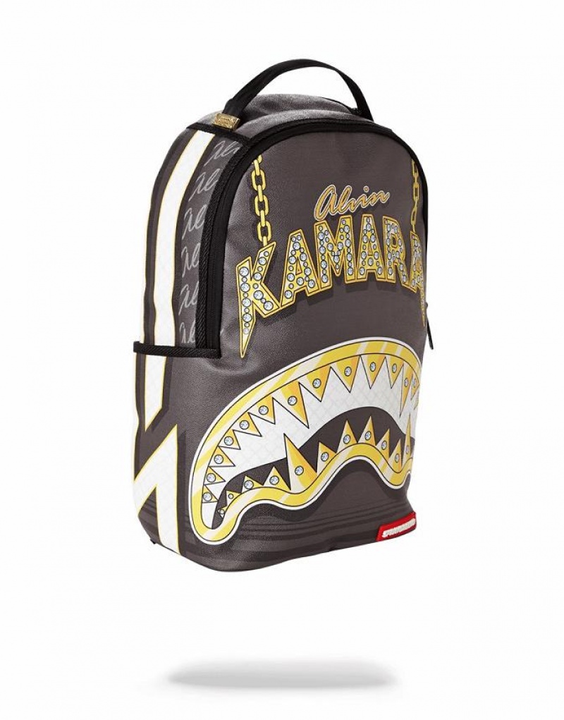 Black Yellow Men's Sprayground Kamara To The Future Backpacks | HEKQ75823