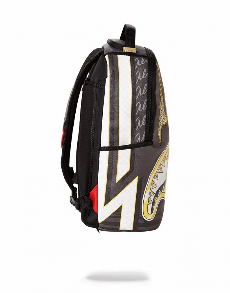 Black Yellow Men's Sprayground Kamara To The Future Backpacks | HEKQ75823