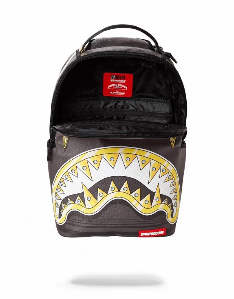 Black Yellow Men's Sprayground Kamara To The Future Backpacks | HEKQ75823