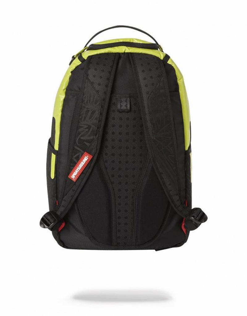 Black Yellow Men's Sprayground Neon Drip Backpacks | UZEJ82904