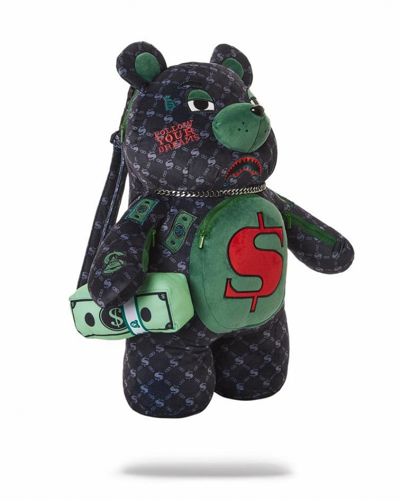 Blue Green Men's Sprayground Dinero Backpacks | GAWF13048