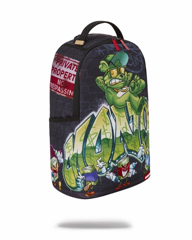 Blue Green Men's Sprayground Private Property Backpacks | TBPC31682