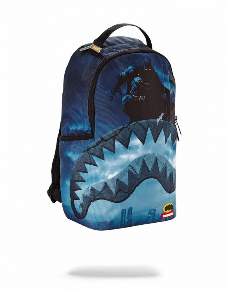 Blue Men's Sprayground Batman 80th Anniversary Shark Backpacks | UGBY71528