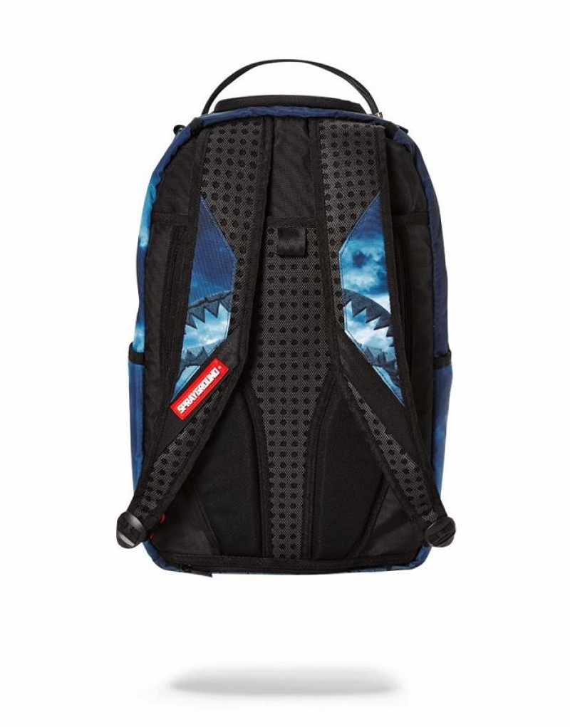 Blue Men's Sprayground Batman 80th Anniversary Shark Backpacks | UGBY71528