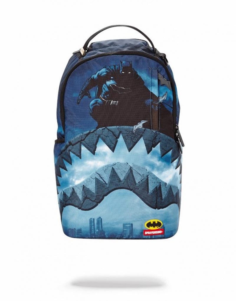 Blue Men\'s Sprayground Batman 80th Anniversary Shark Backpacks | UGBY71528