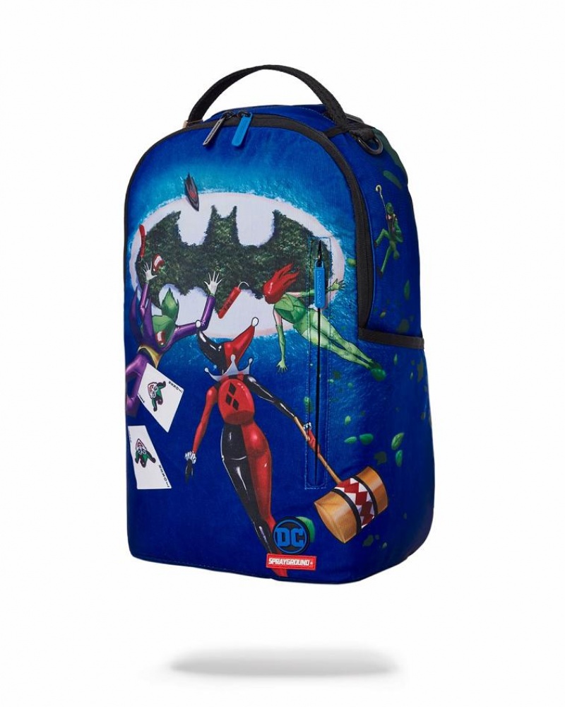 Blue Men's Sprayground Batman Island Backpacks | PRXN42098