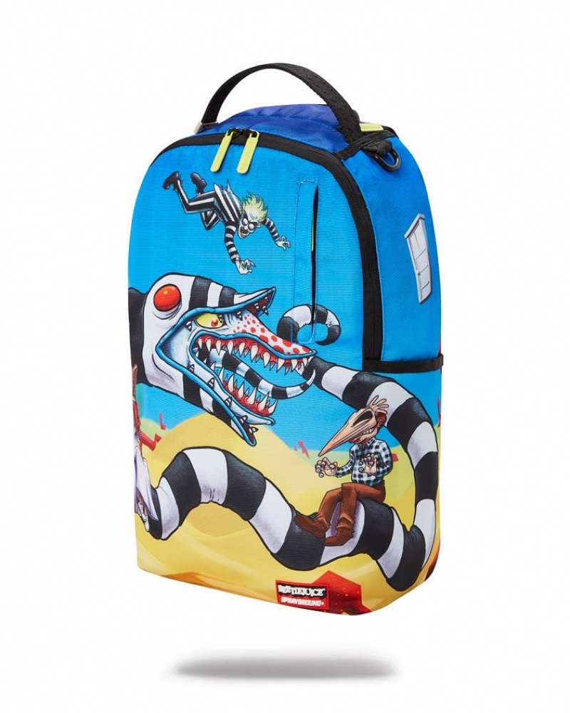 Blue Men's Sprayground Beetlejuice Backpacks | FQCS29567