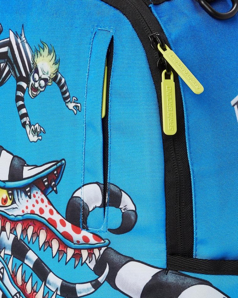 Blue Men's Sprayground Beetlejuice Backpacks | FQCS29567