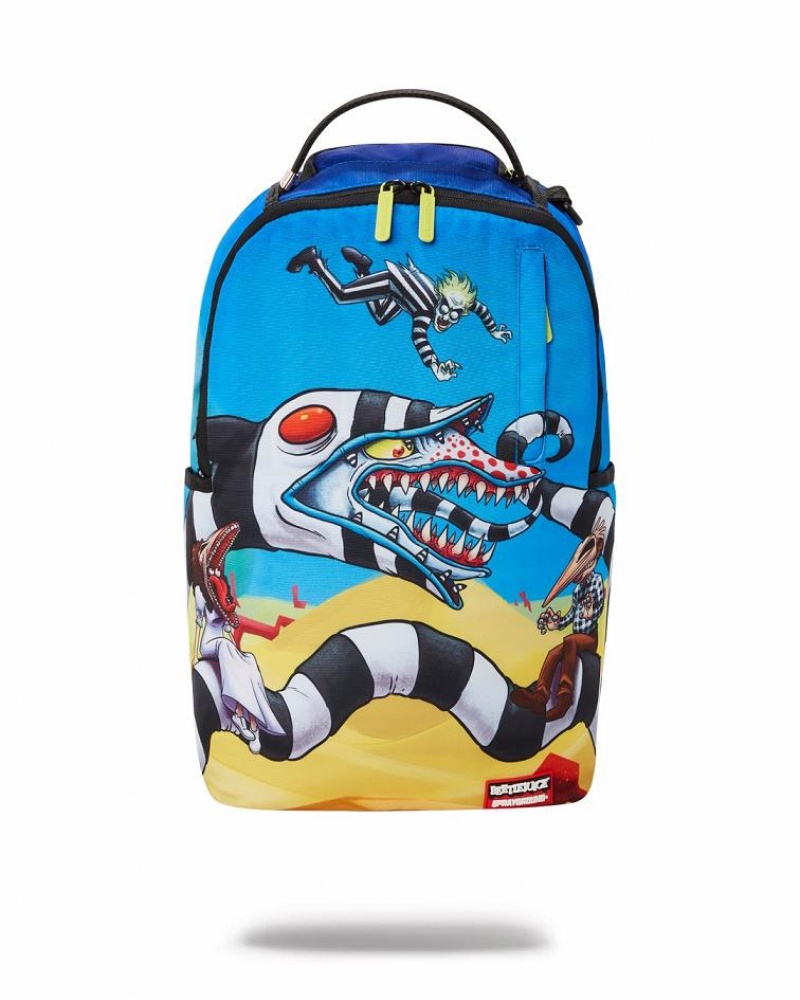 Blue Men\'s Sprayground Beetlejuice Backpacks | FQCS29567