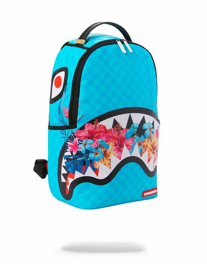 Blue Men's Sprayground Blossom Shark Backpacks | HKVU23049