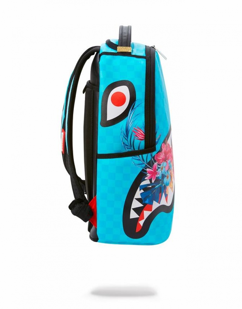 Blue Men's Sprayground Blossom Shark Backpacks | HKVU23049