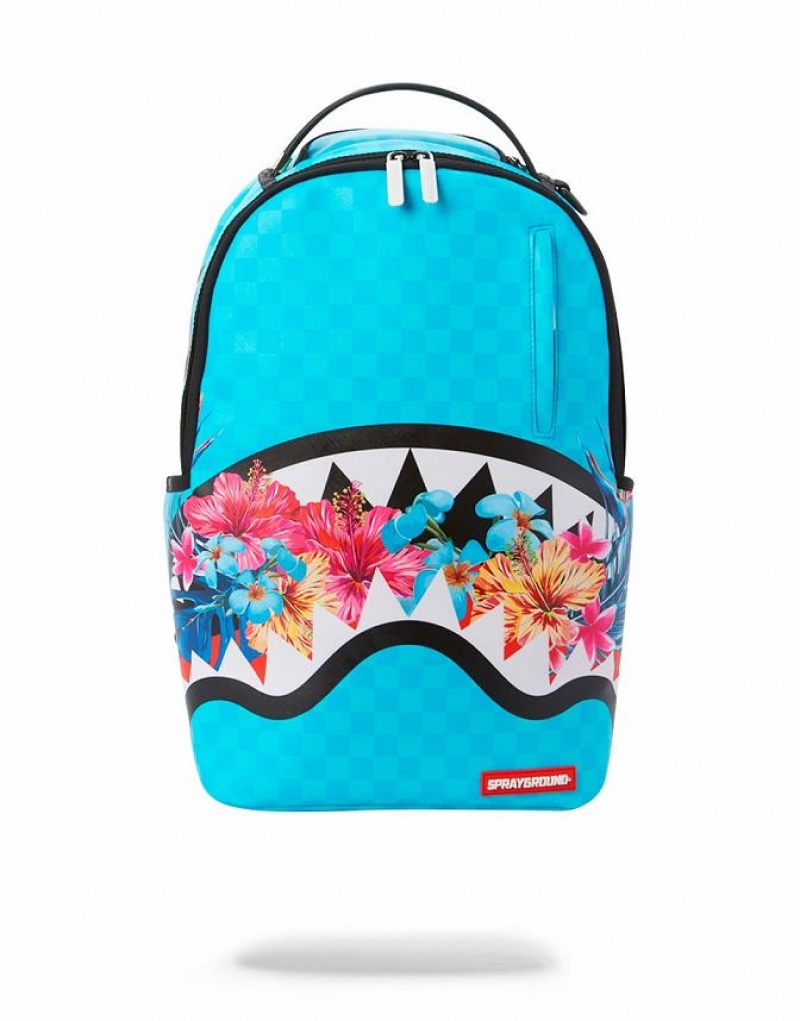 Blue Men\'s Sprayground Blossom Shark Backpacks | HKVU23049