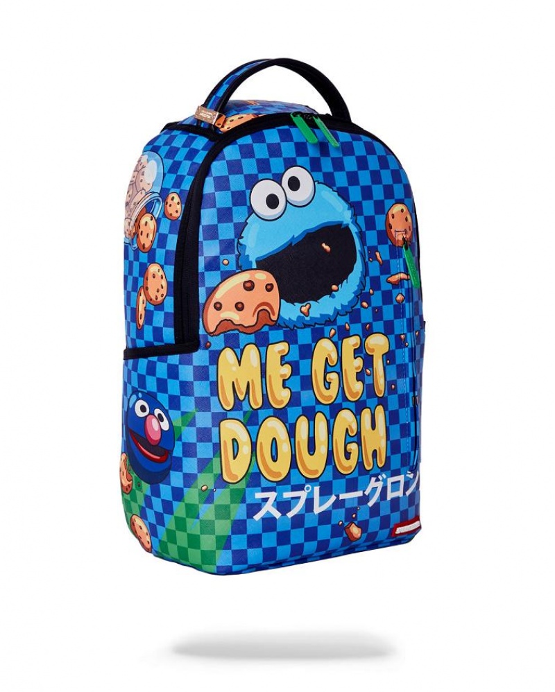 Blue Men's Sprayground Cookie Monster Backpacks | PLCA94210