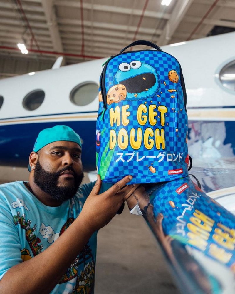 Blue Men's Sprayground Cookie Monster Backpacks | PLCA94210