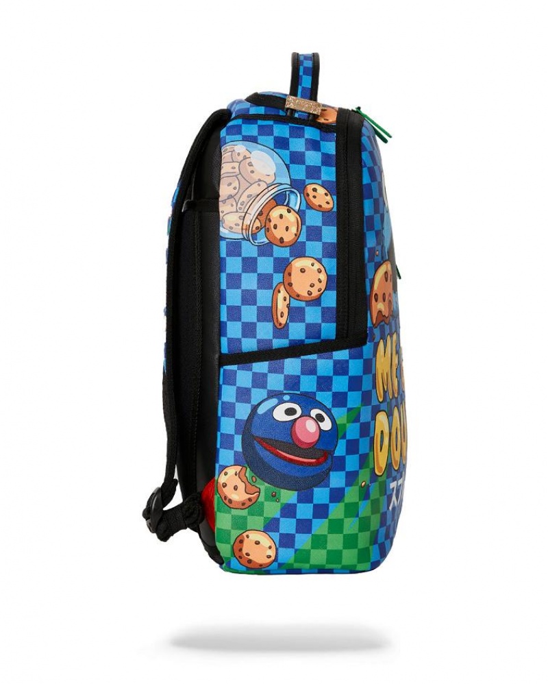 Blue Men's Sprayground Cookie Monster Backpacks | PLCA94210