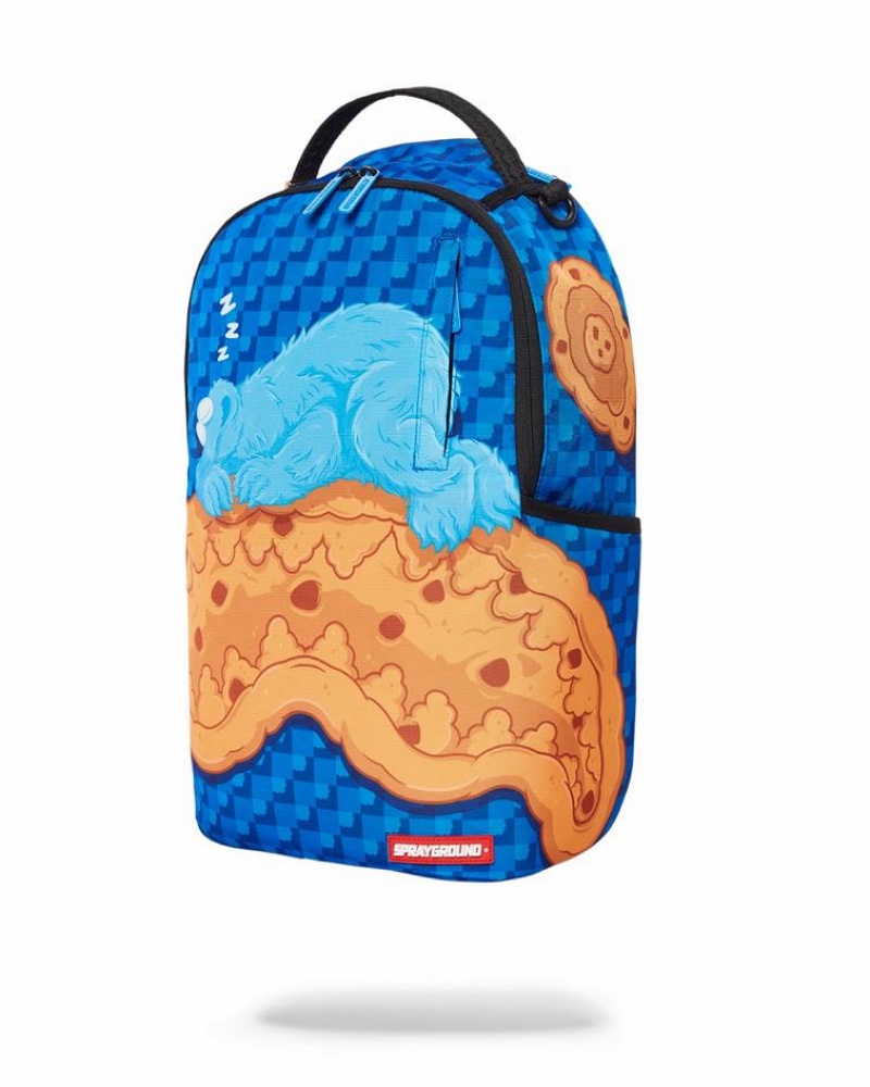 Blue Men's Sprayground Cookie Monster Sleeping Backpacks | BHFX87461